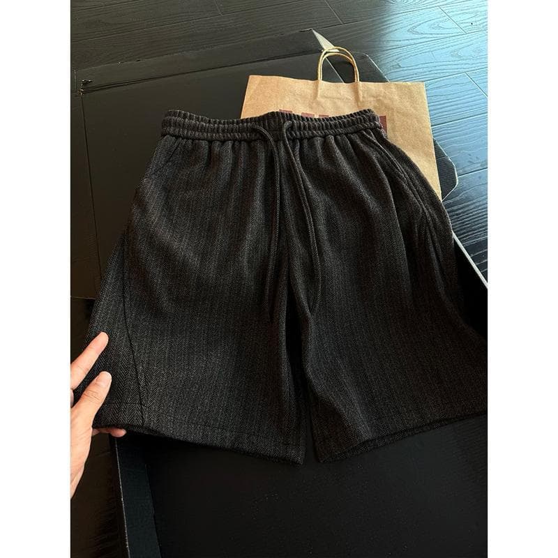 Estilo americano estilo dinheiro antigo corte Diagonal Shorts masculino verão estilo preguiçoso High-End All-Match calça