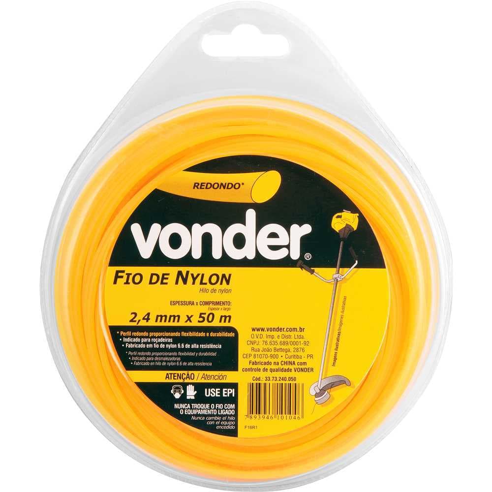 Fio de nylon, 2,4 mm x 50 m, redondo, VONDER