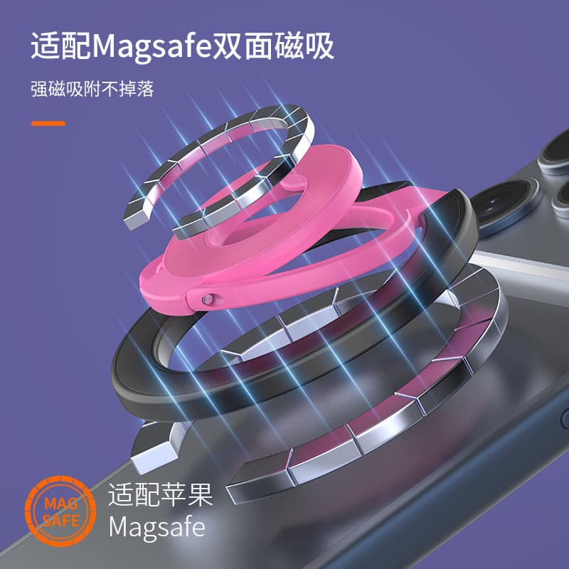 Suporte magnético de dupla face para celular com design colorido Dopamine, suporte de anel triplo de metal, suporte univ