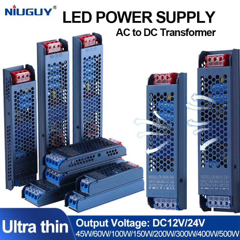 Indoor Ultra Thin AC-DC LED Power Converter 12V 24V Transformer for LED Light Box & Linear Lamp