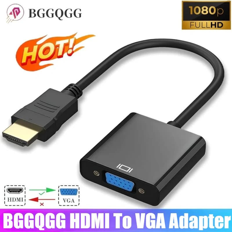 BGGQGG HD 1080P HDMI To VGA Adapter Converter Male To Female with Audio Power Supply for PS3 PS4 PC Laptop TV Monitor Pr