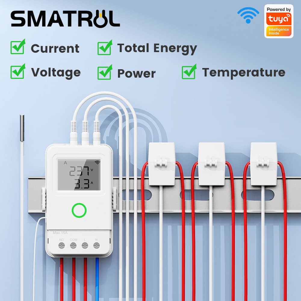 SMATRUL Tuya WiFi Smart power Meter APP Visualização Remotamente Transformador De Corrente Sem Contato De Três Canais Di