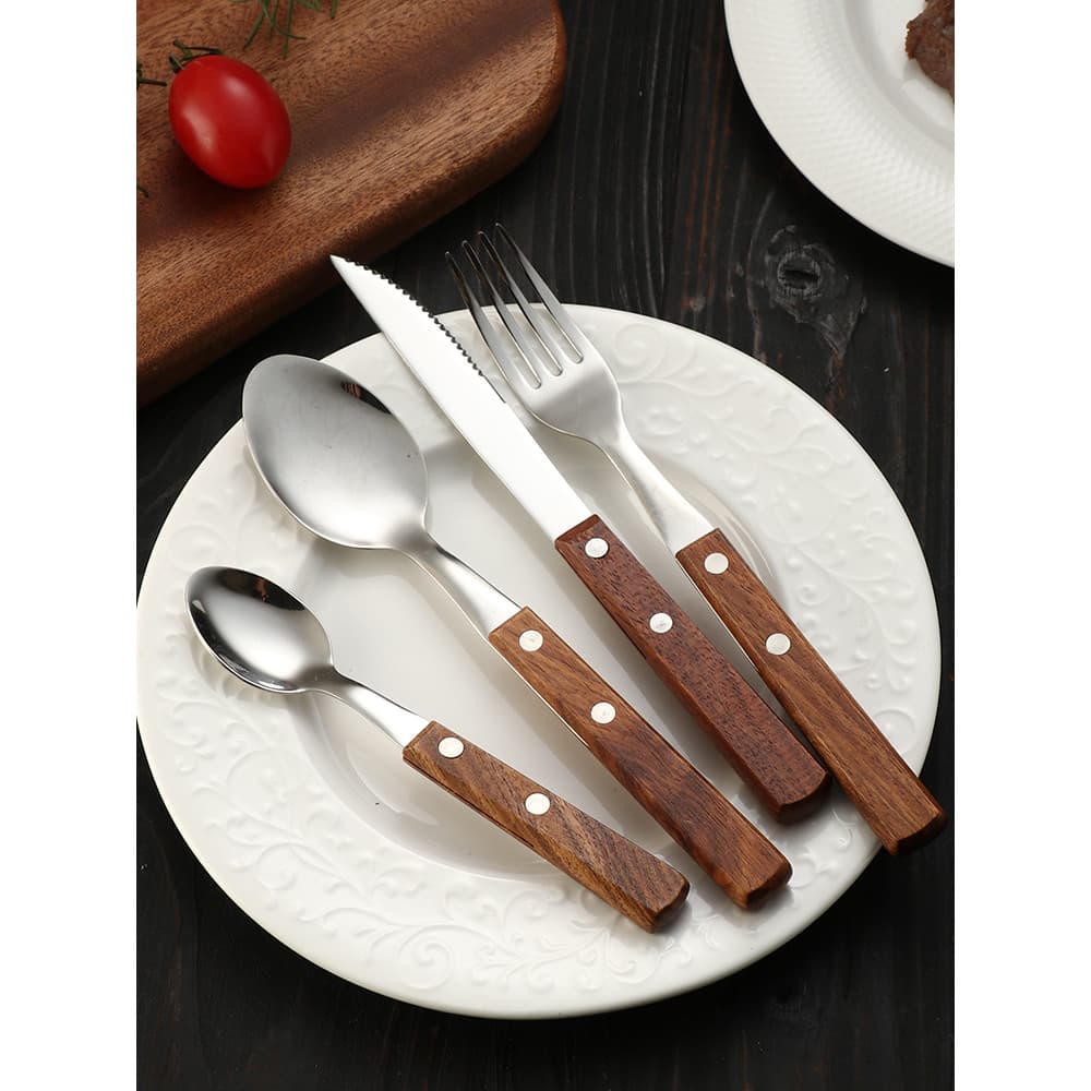 Colher de talheres conjunto de três peças talheres de comida ocidental conjunto de talheres de aço inoxidável 304 alça d