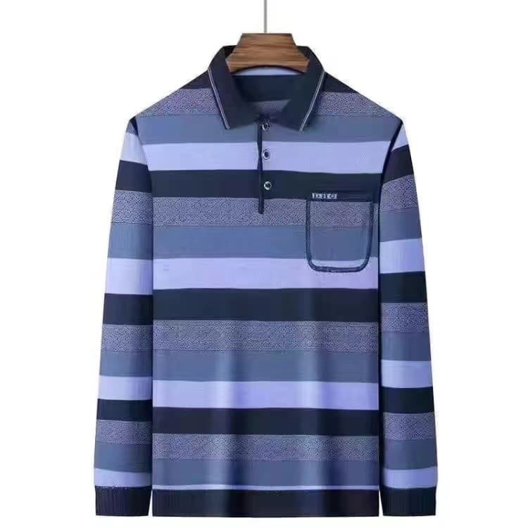 Primavera outono novos produtos pai usar fino algodão mercerizado manga comprida camiseta Casual meia-idade idosos mascu