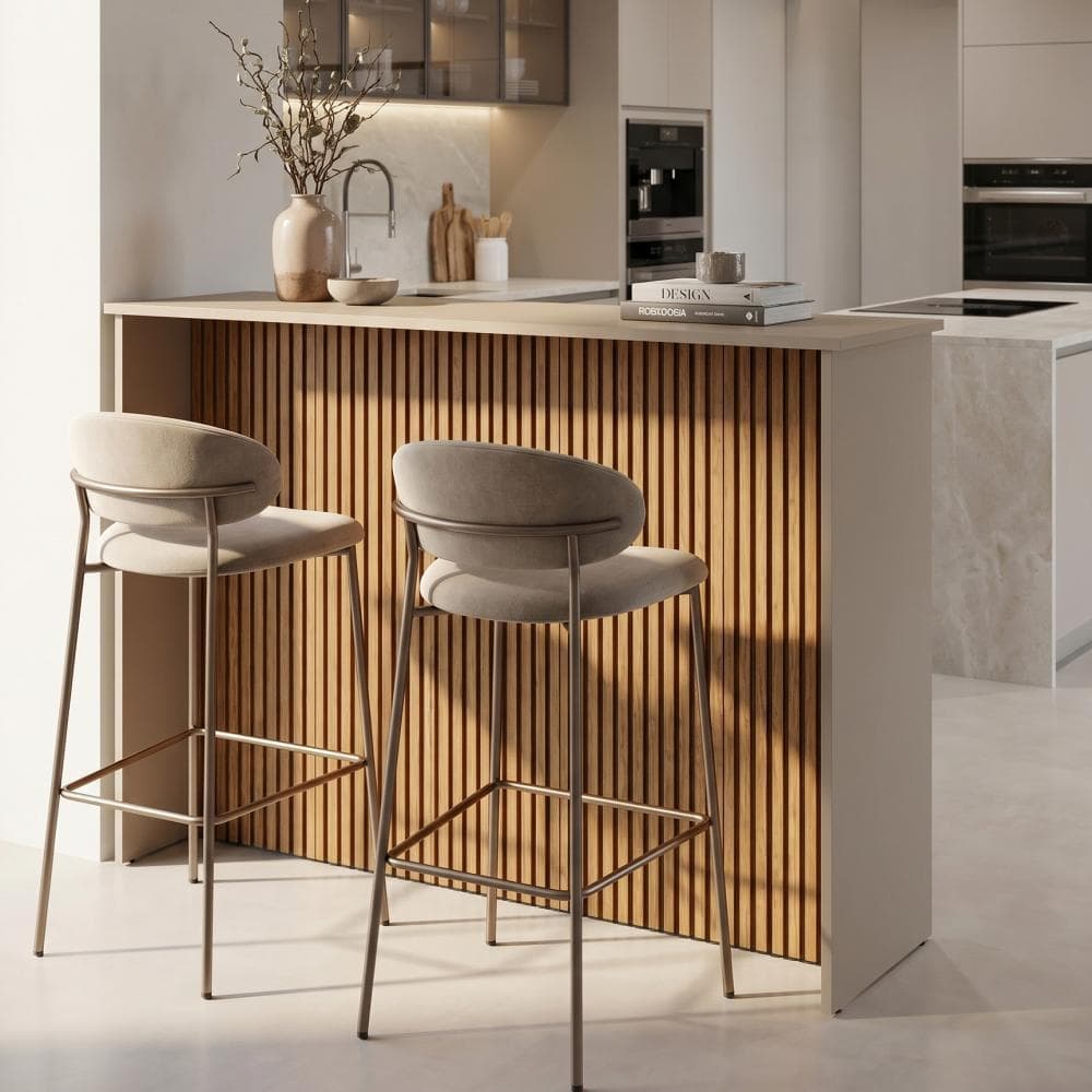 Bancada Cairo Ripada para Cozinha 118cm Divisor de Ambiente Gourmet para 2 ou 4 Pessoas Mesa Alta Sala
