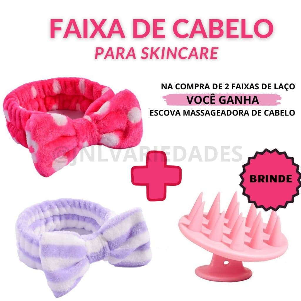 Fjscomercio Kit 2 Faixas de Cabelos para Maquiagens e Skin Care + Brinde