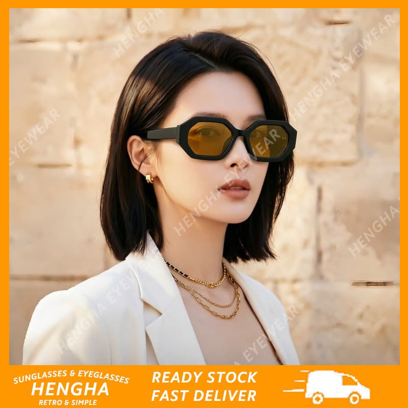 (HENGHA) Venda Quente Óculos De Sol Unissex Estilo Coreano Retrô Pequeno Polígono Armação Anti UV Elegante