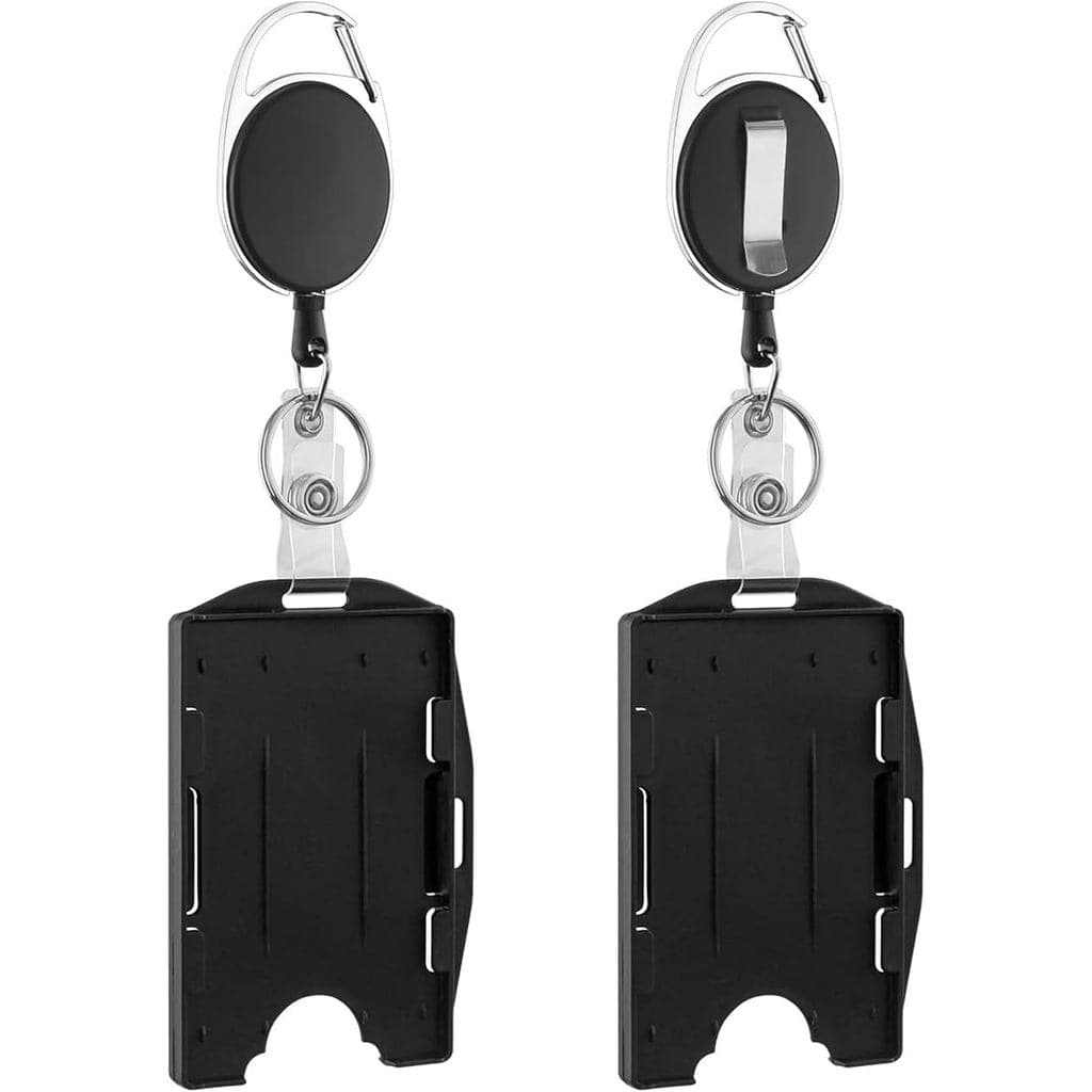 Pacote com 2 Porta-Crachás de Plástico Rígido com Cordões Retráteis Ajustáveis para Crachás de Identificação |   Porta-c