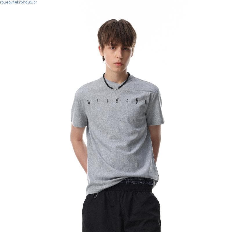 Desconstrução Design Americano Casual Formal Ombro Manga Curta Masculino Gola em Forma Especial Slim-Fit Cuff