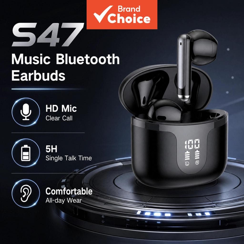 SPRISE S47 Fones de Ouvido TWS Sem Fio Bluetooth Display LED Som HiFi Cancelamento de Ruído Esportivos Controle Touch