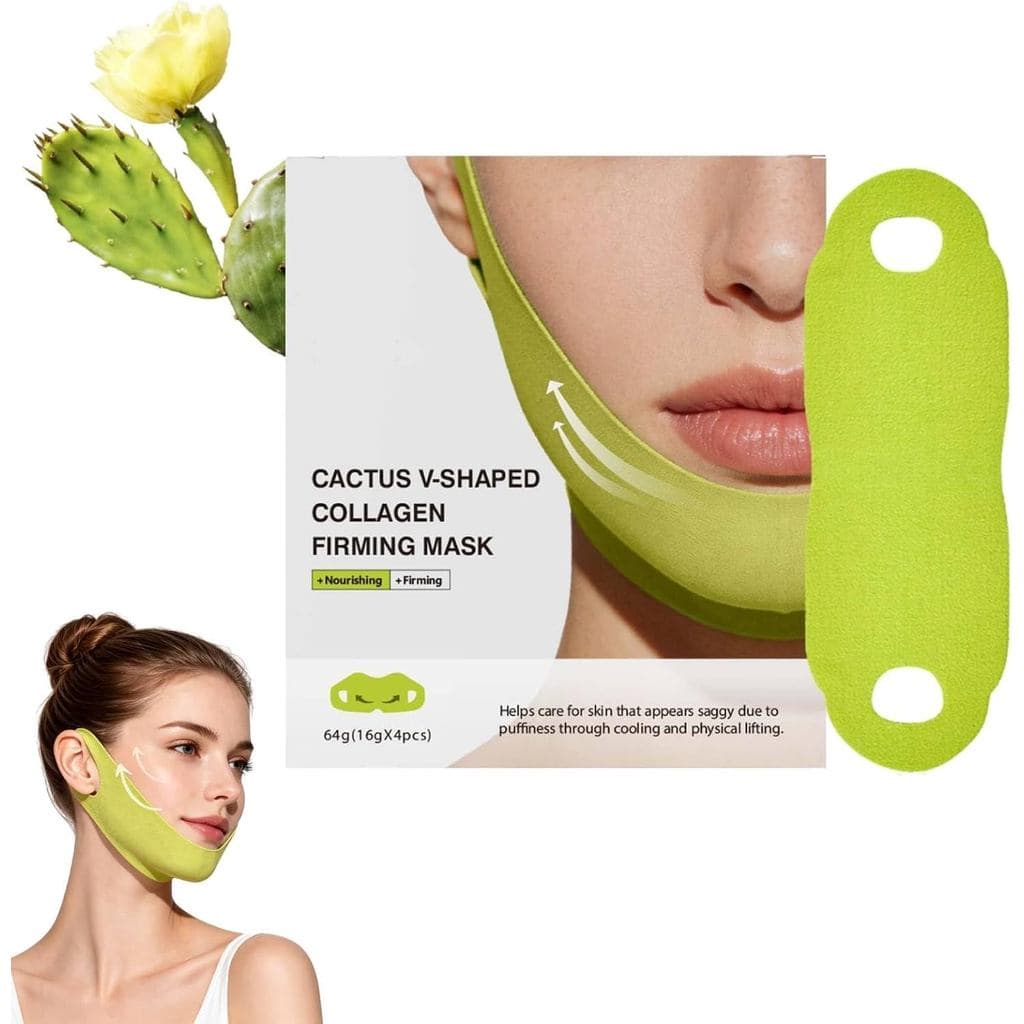 Máscara de Lifting Facial em V para o Queixo, Máscara de Lifting Facial em V com Efeito Cacto B4Pc, Máscara de Colágeno