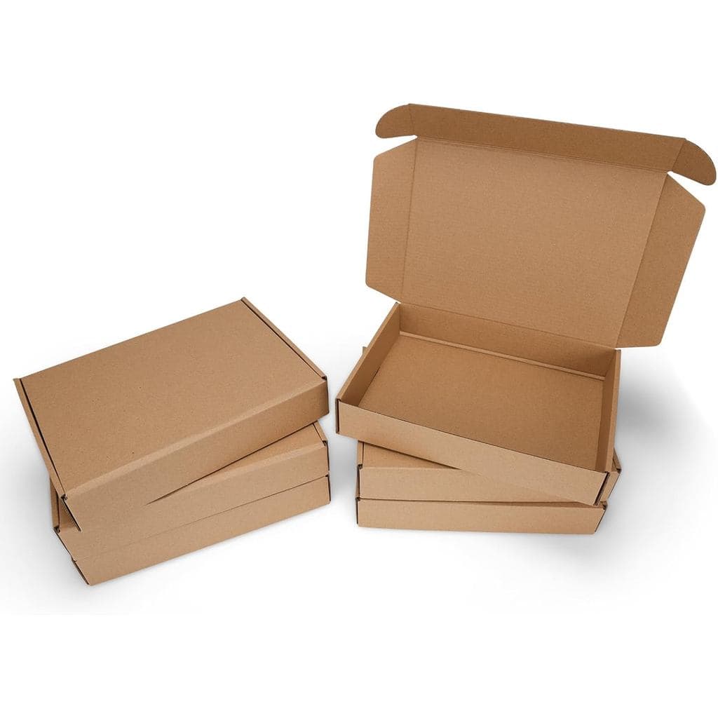 Conjunto de 6 Caixas de Envio de 11x8x2 polegadas, Cor Marrom, Tamanho Interno 10.6x7.6x1.6 polegadas, Caixas de Papelão
