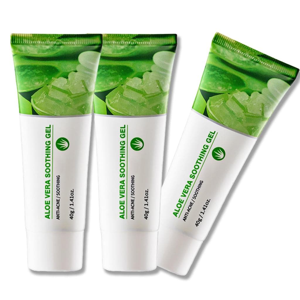 Conjunto de 3 Gel de Aloe Vera em Tamanho Viagem - 3x1.4oz, Gel de Aloe Puro para Alívio Após o Sol, Gel Refrescante e C