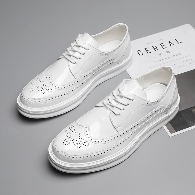 Verão juventude Brock sapatos de couro casuais britânico aumento interno branco na moda sapatos versão coreana estilista