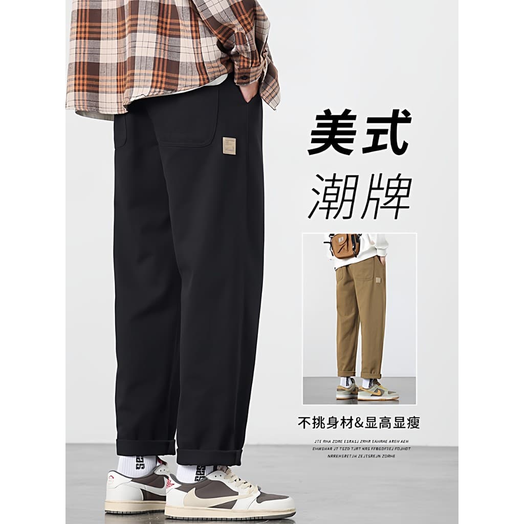 Americano puro algodão macacão masculino solto em linha reta 2026 primavera novo estilo calças masculinas Casual perna l