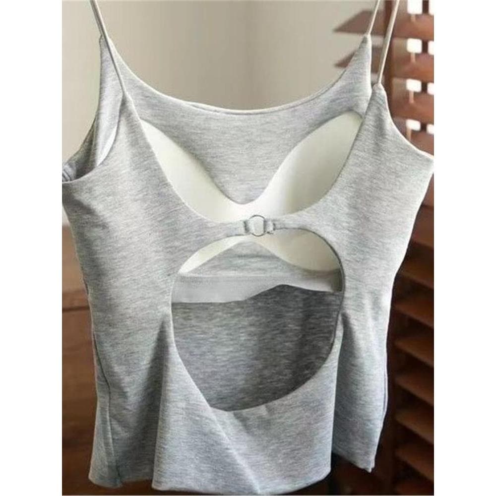 Menina quente oco camisola feminina exterior Wear verão cinta interna almofada no peito bonito sutiã traseiro Base integ