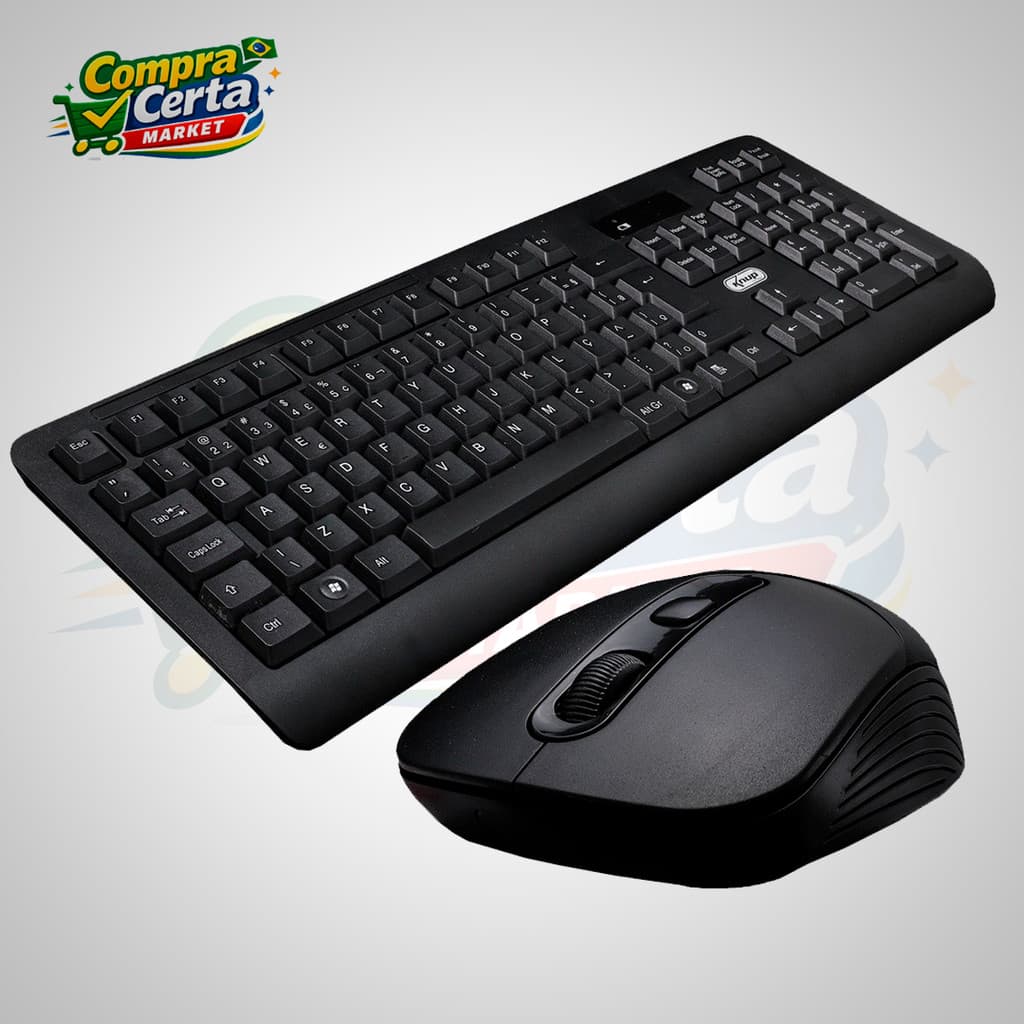 Kit Teclado Mouse Slim Portátil 2.4ghz Sem Fio Wireless Pc Teclas Macias
