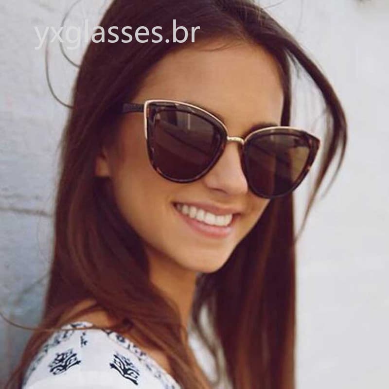(yxglasses.br) Óculos de sol estilo olho de gato Óculos de sol clássicos femininos estilo olho de gato Óculos de sol fem