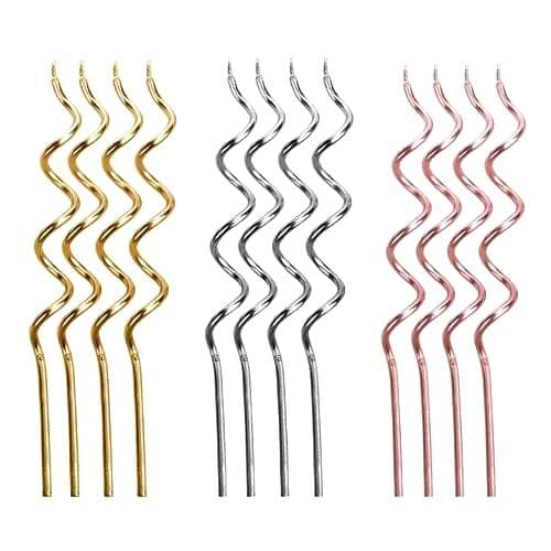 Vela Espiral Metalizada C/ 4 Unidades - Silver Plastic