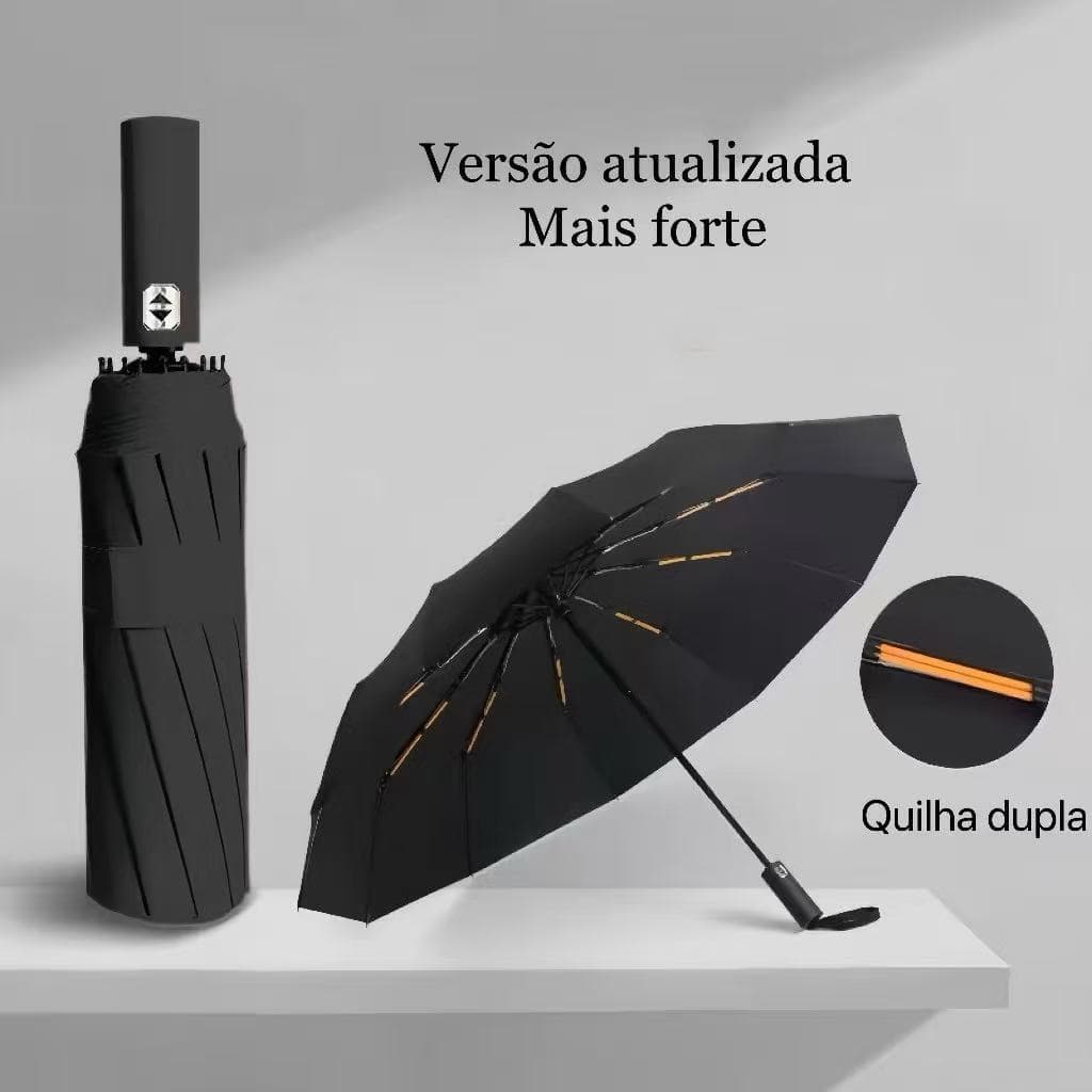 Guarda-Chuva Automático Resistente ao Vento - Abre e Fecha com 1 Botão, Dupla Vareta, Proteção UV