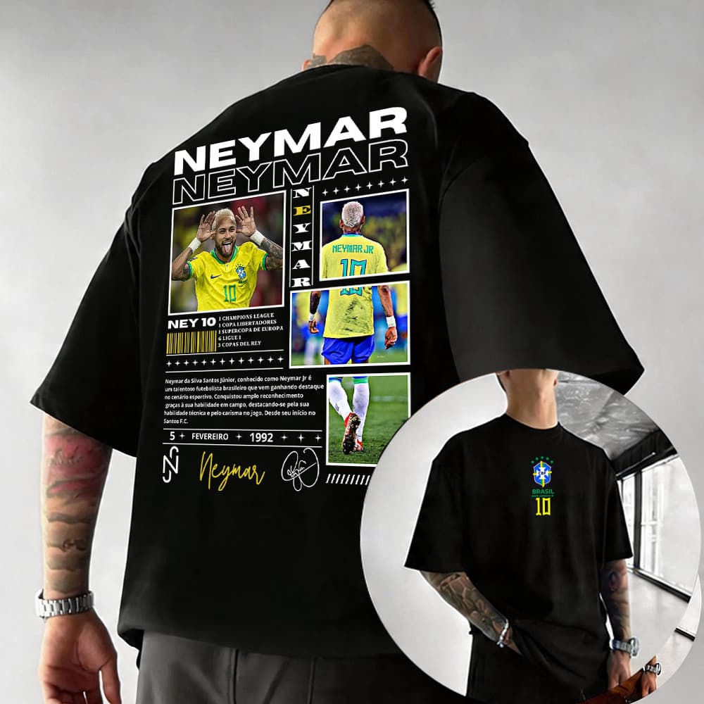 [Camiseta Premium em Algodão Puro]HYP Camiseta Basica Njr Neymar Junior 10 Seleçao Amarelinha Convocaçao Copa Unissex