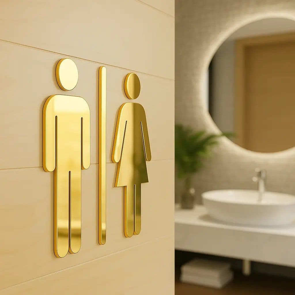Placa De Identificação Banheiro Acrílico Feminino Masculino