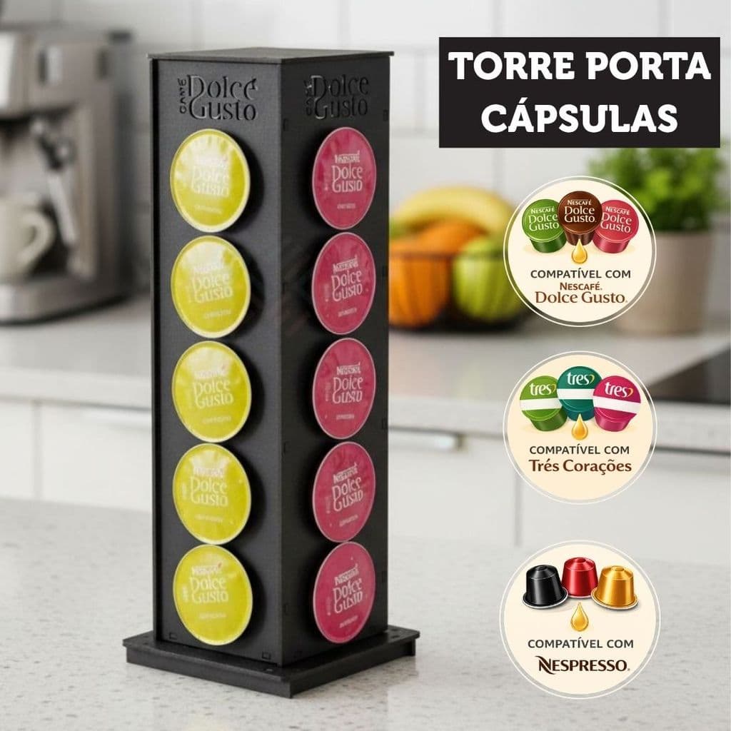 Torre Suporte Vertical Porta 20 Cápsulas Porta Organizador De Café Para Cozinha Decorativa E Prática
