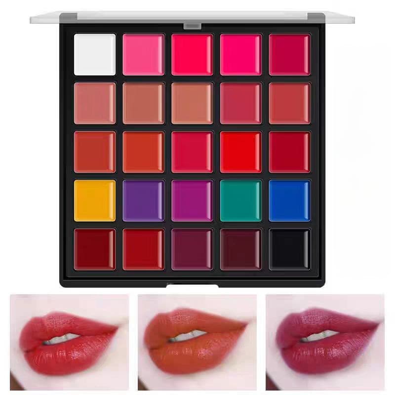 【Ideal Para Maquiadores】Paleta De Labios Profesional/Paleta De Labiales/25 Cores/Hidratante e Longa Duração