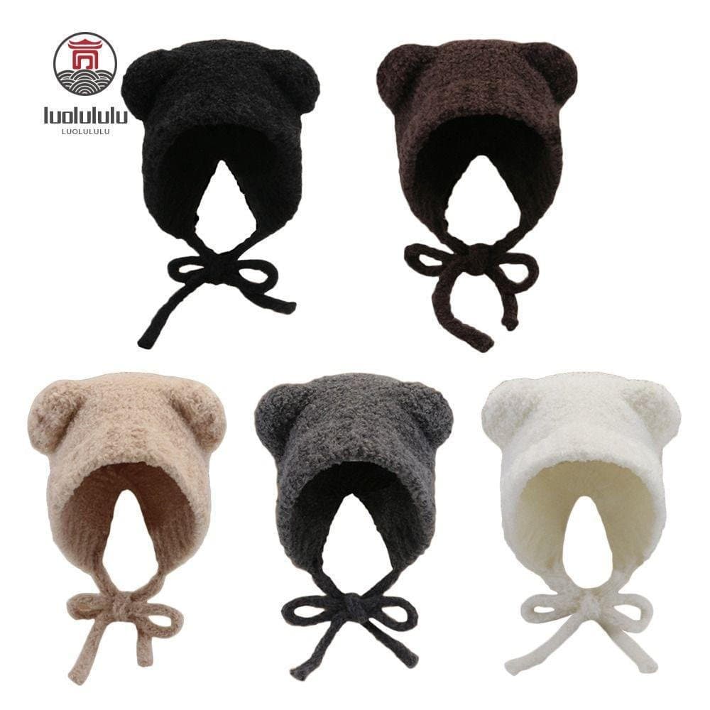 LUOLULULU Chapéu De Inverno , Boné Fofo De Proteção De Ouvido Com Orelhas De Urso À Prova De Vento De Ciclismo De Lã For
