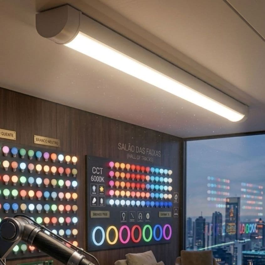 Luminária Tubular Sobrepor Led Slim Branco Frio 6000k a 6500k 120cm
