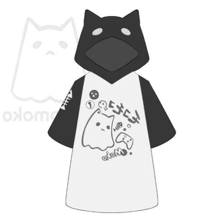 Y2k bidimensional macio menina gato orelhas de gato com capuz moletom de manga curta camiseta verão japonês cos Yabi cul