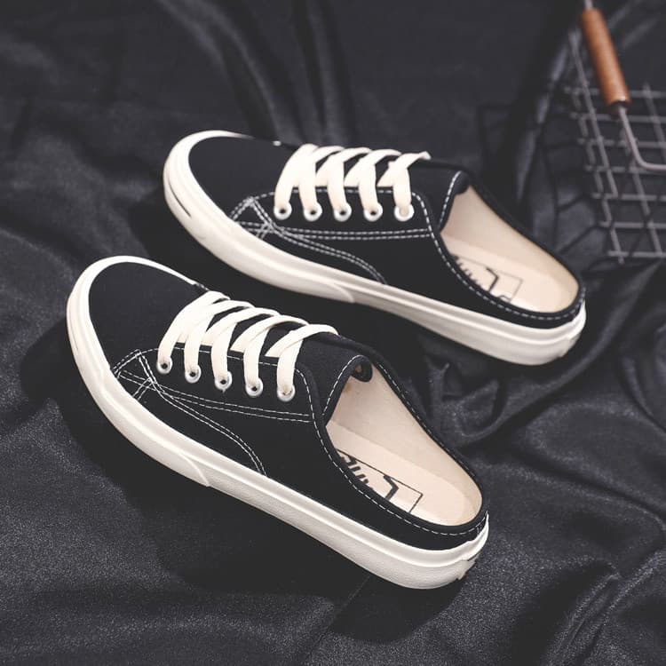 2026 primavera novo estilo sapatos de lona sem salto feminino respirável preguiçoso pessoas deslizamento em sapatos femi