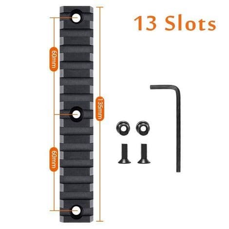 Trilho Metal 13(13,5cm) Slots Preto p/ Keymod