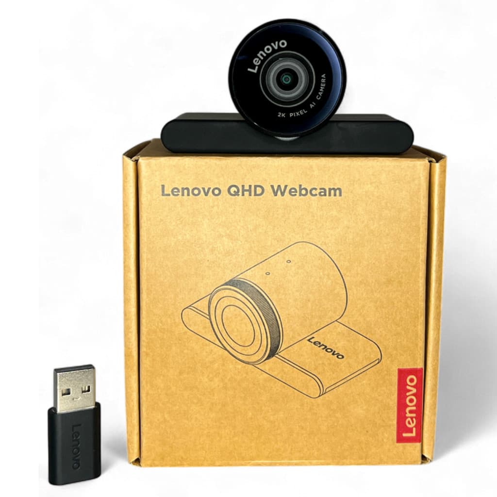 Lenovo QHD Webcam Lenovo QHD 2K USB-C com Auto Enquadramento IA, HDR, Microfone Direcional p/ Notebook, PC, Escritório