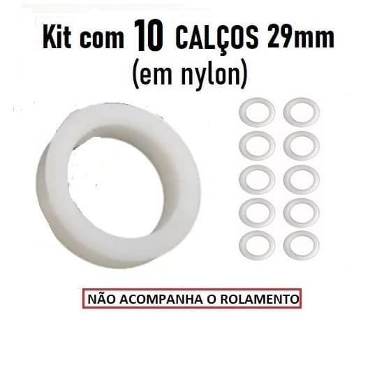 KIT com 10 CALÇOS 29mm para Rolamento 608