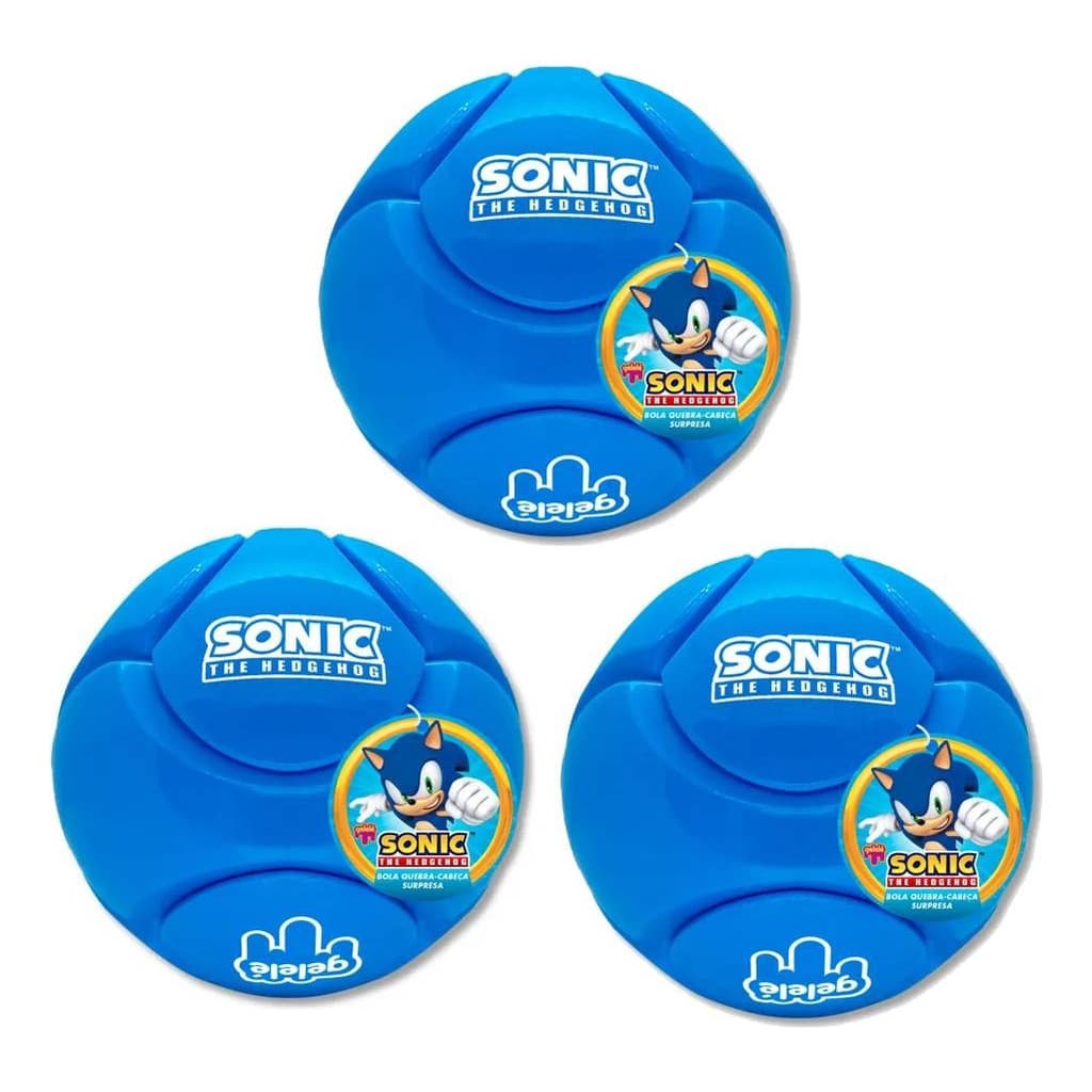 Kit 3 Quebra Cabeça Bola Sonic Surpresa Esmeralda Do Caos