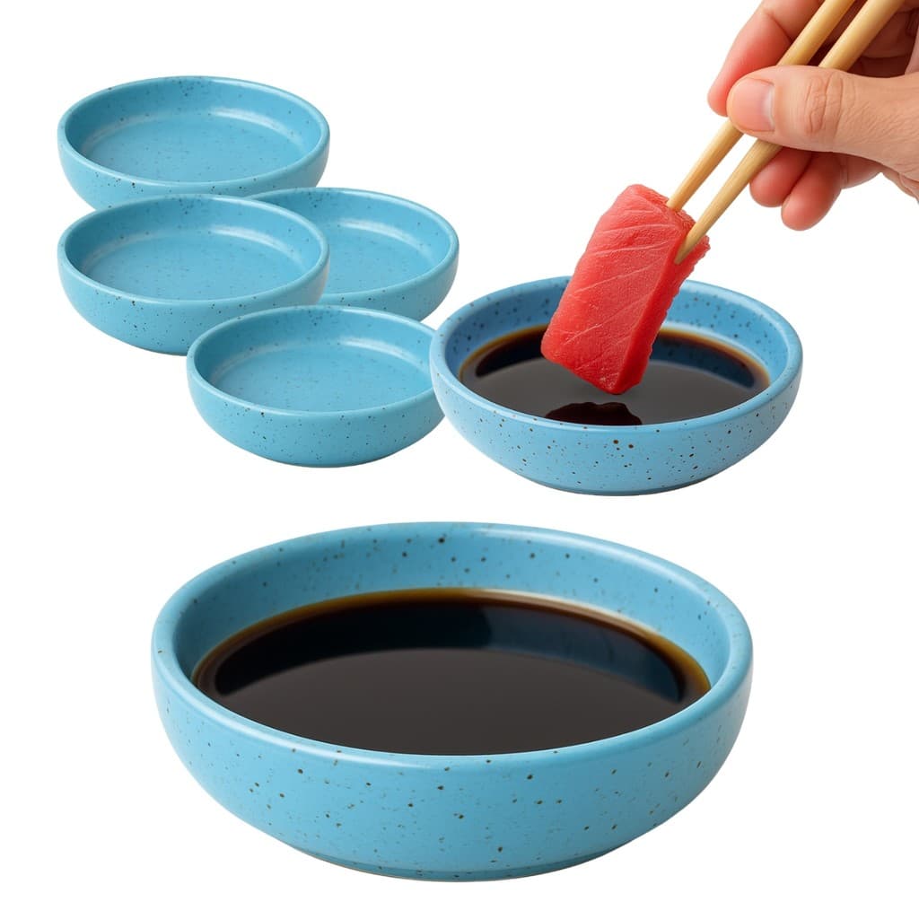 Kit 30 Molheira Porta Shoyu Nozoki 10cm 110ml Azul Mesclado Sapporo