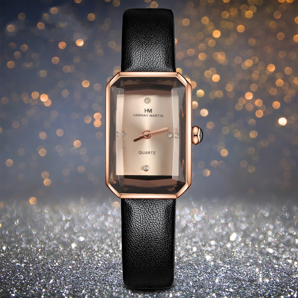 Relógio feminino De Pulso Elegante Casual Redondo e Quadrado Tamanho Medio Com Pulseira Tipo Couro