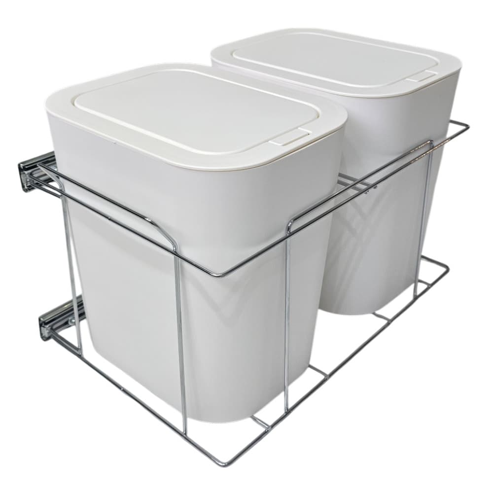 Lixeira Dupla  24 Litros  Fixa Lateral Branca Tampa Click (Tonk)