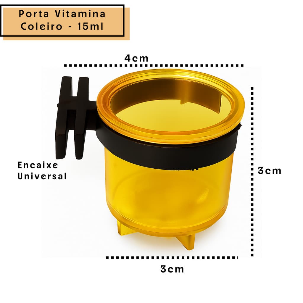2 Porta Vitamina Ração Coleiro 15ml Comedouro - Passaros Pequeno Porte