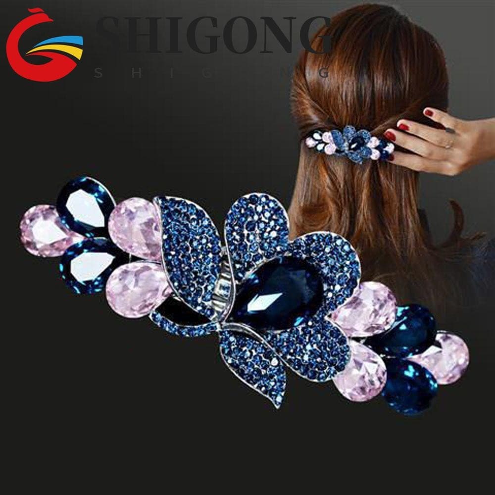 SHIGONG Grampos De Cabelo Femininos Elegantes Vintage Tulipa Cristal Para Meninas Suporte De Rabo De Cavalo Clipes De Pr