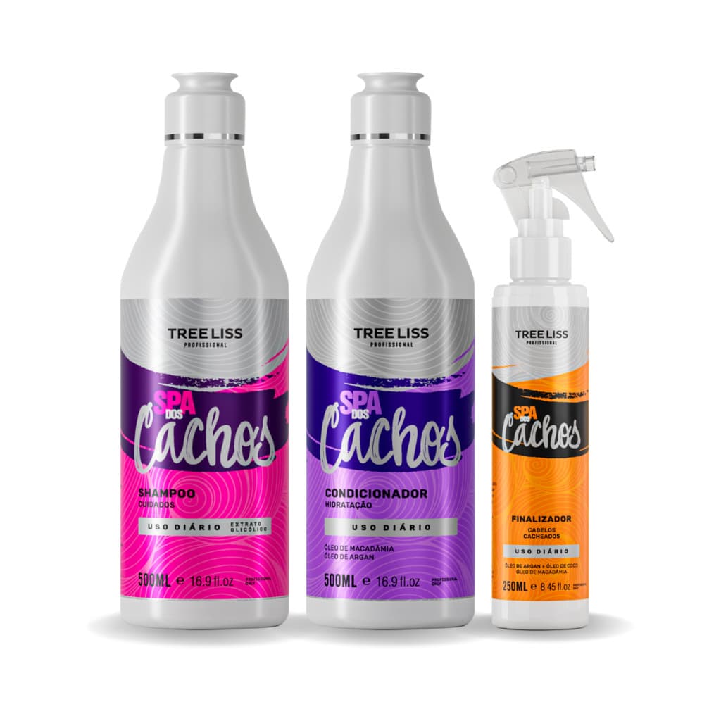 Kit Shampoo Condicionador e spray finalizador Spa Dos Cachos