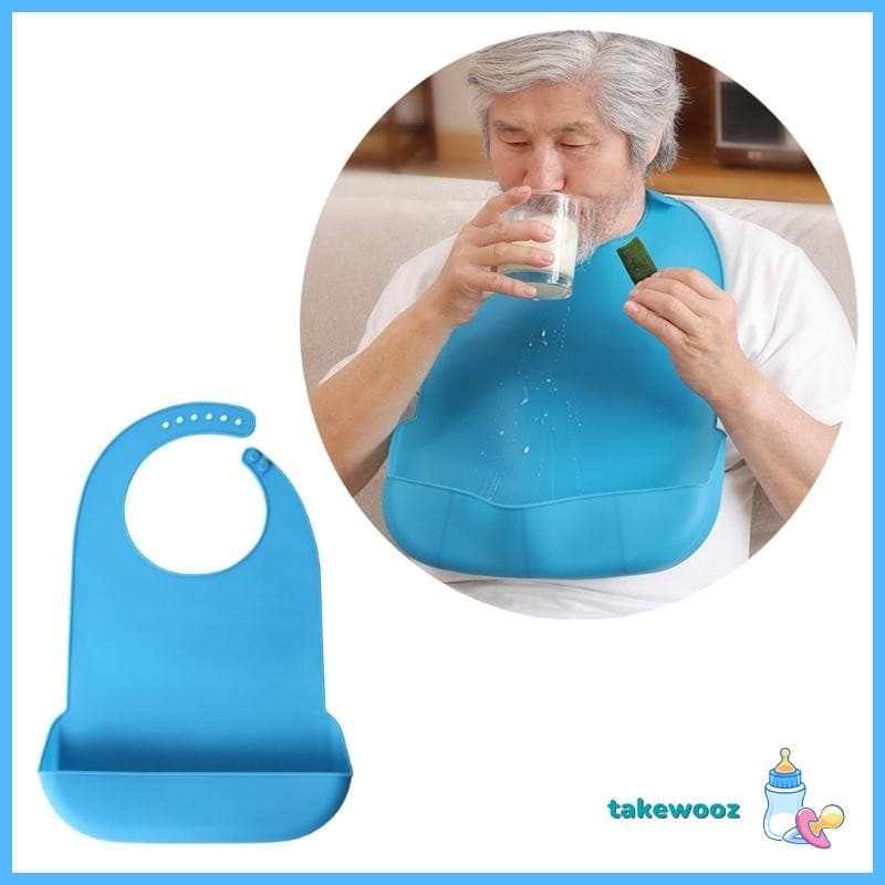 TAKE Babador Silicone Adulto Para Idosos Comendo À Prova D Arrotar Coletor Ajustável 6