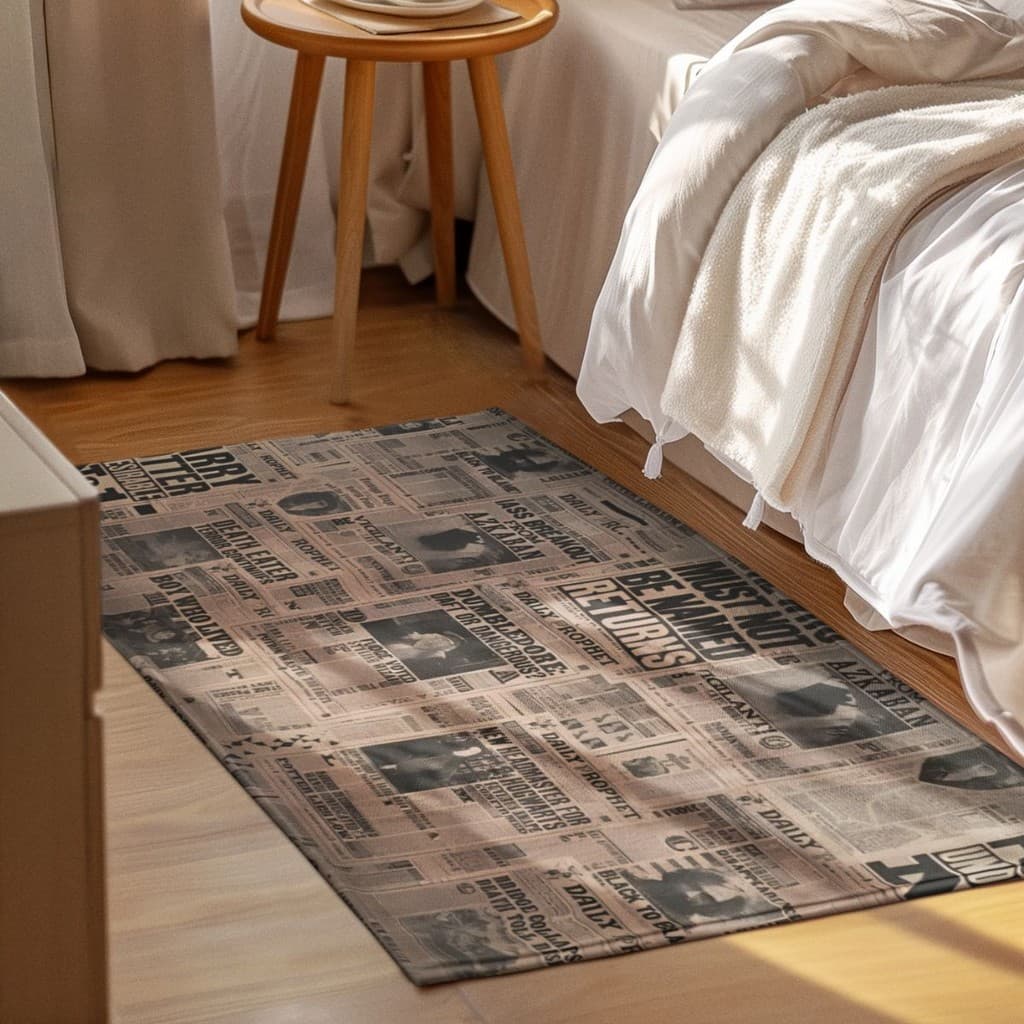 Tapete Decorativo 118x70cm Antiderrapante Sala, Quarto, Espaço Jornal Harry