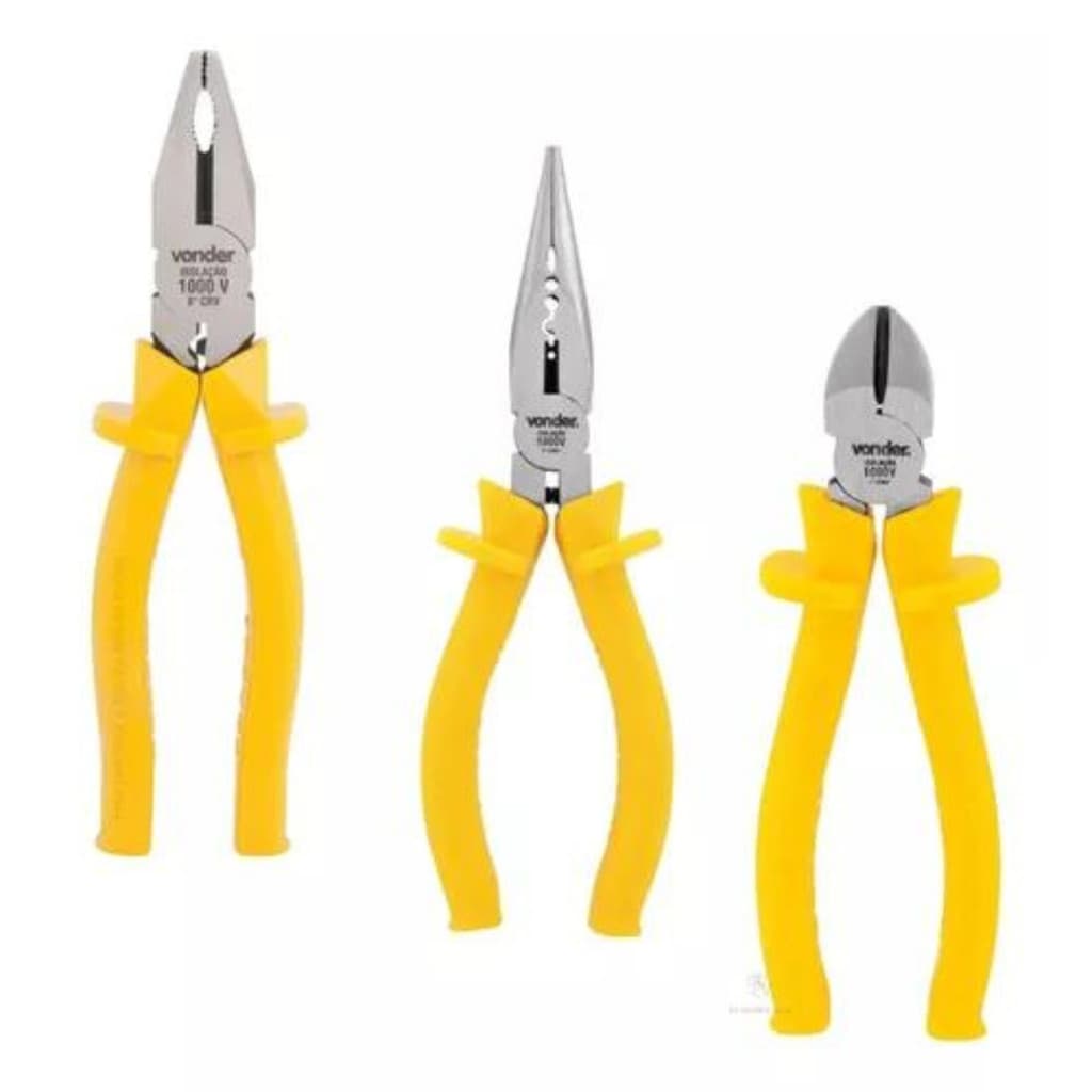 Jogo Alicate Universal Crimpador Terminal Isolado 1000V Kit Eletricista Profissional Corte Bico 3PÇS