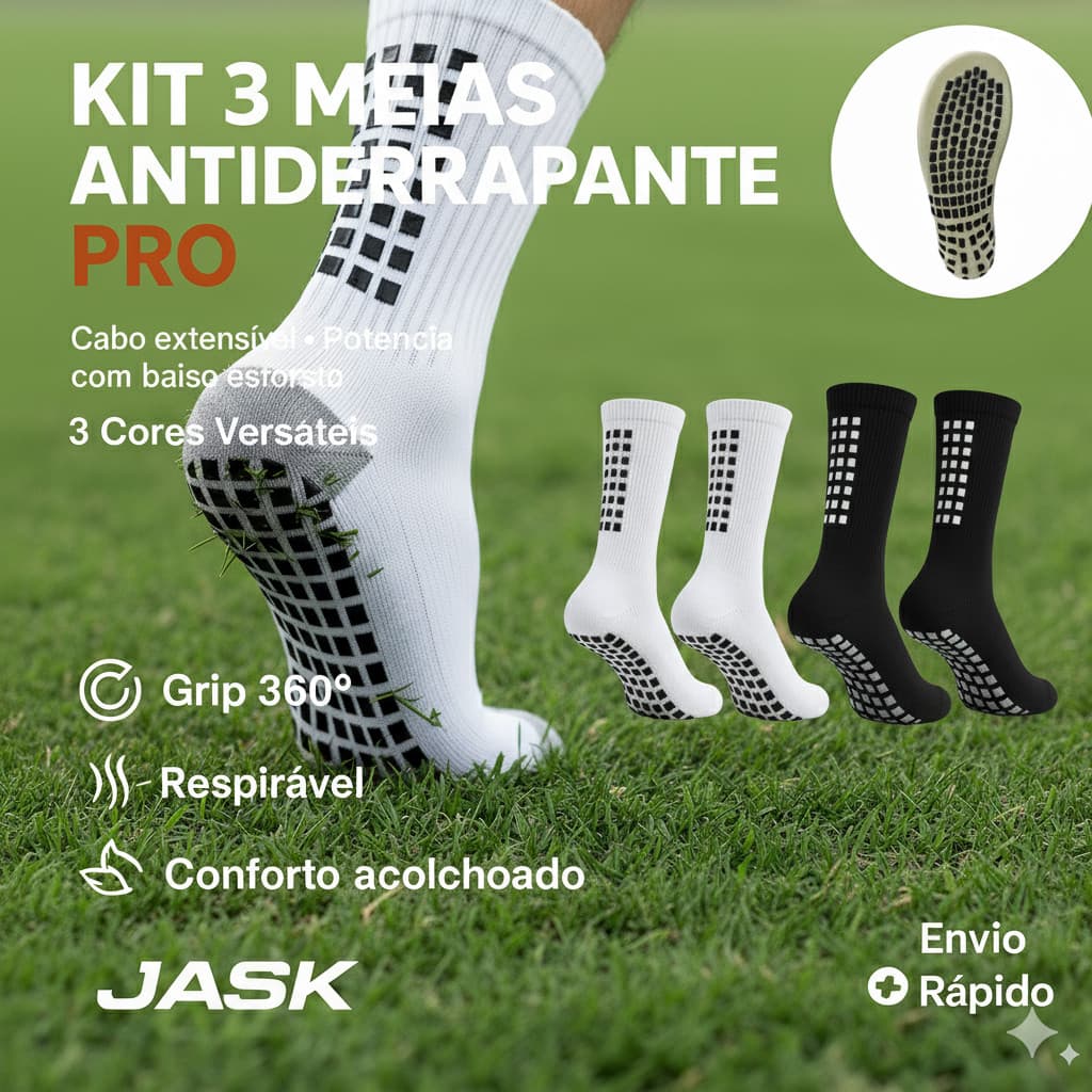 Kit 3 Pares De Meias Esportivas Antiderrapantes Respiráveis Para Corrida Futebol E Academia