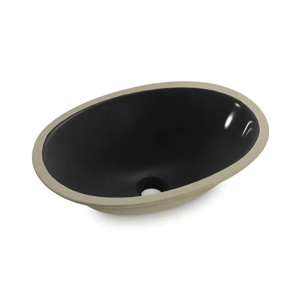 Cuba Pia Embutir Oval Preta Brilhante Banheiro 49x36CM Icasa