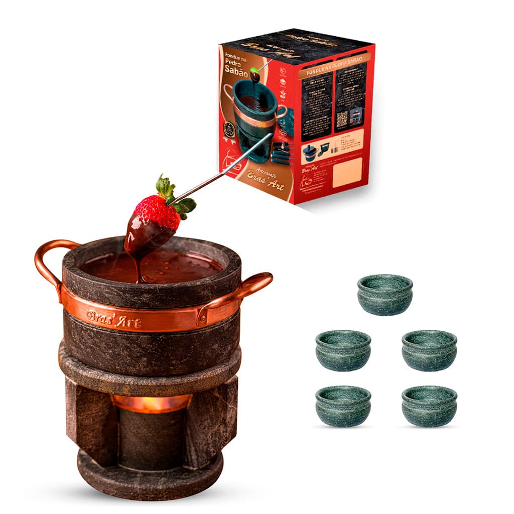 Aparelho de Fondue De Queijo Chocolate Completo 800 ml Com Garfos E Tigela
