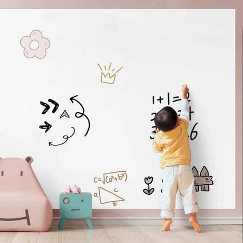 Papel Parede Adesivo Quadro Branco Reutilizavel Com Marcador 2 Metros