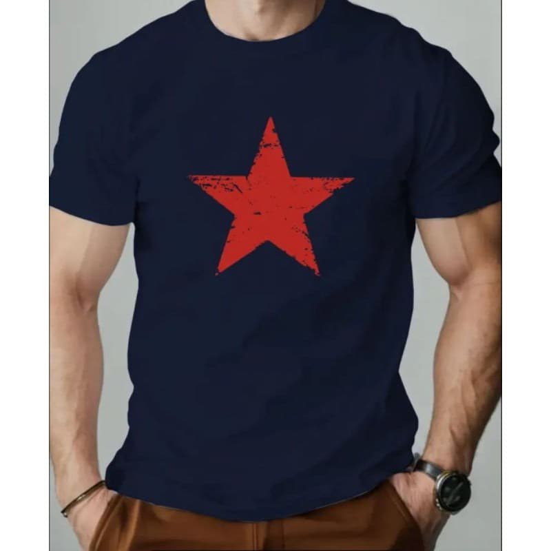 Camisa Camiseta ESTRELA RED Estilosa Confortável Gola Redonda Em Várias Cores 100% Algodão